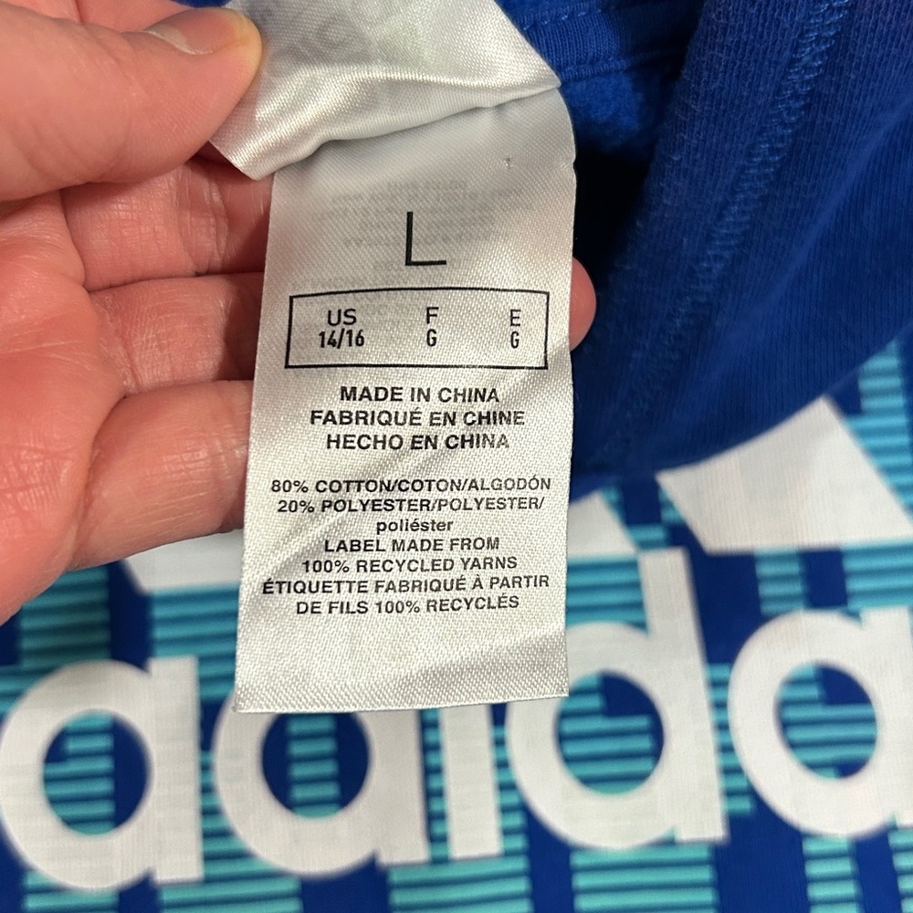 Adidas Royal Blue Hoodie with Graphic Logo - Picture 5 of 8